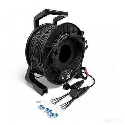 Kwaliteit  150M Tac Fiber TPU Armord Tactical Fiber Single-Mode 4/6/8/12 Strands Cable on Reel with SC LC ST Connectors for Live Streaming fabriek