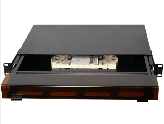 1U 96 Cores MTP MPO -LC Patchpaneel ODF Chassis behuizing Schuiftype met Stofkap voor 4 Cassettes