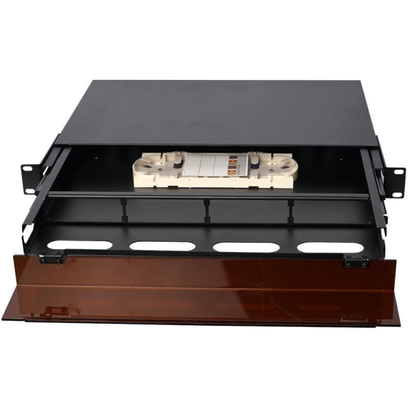 1U 96 Cores MTP MPO -LC Patchpaneel ODF Chassis behuizing Schuiftype met Stofkap voor 4 Cassettes