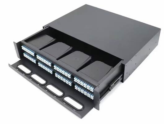 2U 192 Cores MTP MPO -LC Patchpaneel ODF Chassis behuizing Schuiftype voor 8 Cassettes