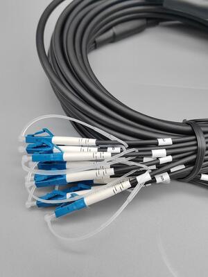 Op Maat Gemaakte Gepantserde Glasvezel Patchkabel met Voorgemonteerde Connectoren 6 12 24 Vezels LC SC Connector OS2 Single Mode 5.0mm Zwarte Buitenkabel