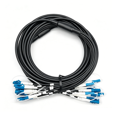 Op Maat Gemaakte Gepantserde Glasvezel Patchkabel met Voorgemonteerde Connectoren 6 12 24 Vezels LC SC Connector OS2 Single Mode 5.0mm Zwarte Buitenkabel